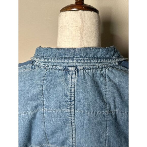 Free People Quilted Denim Dolman  Cali Indigo Sz Large - Picture 3 of 11